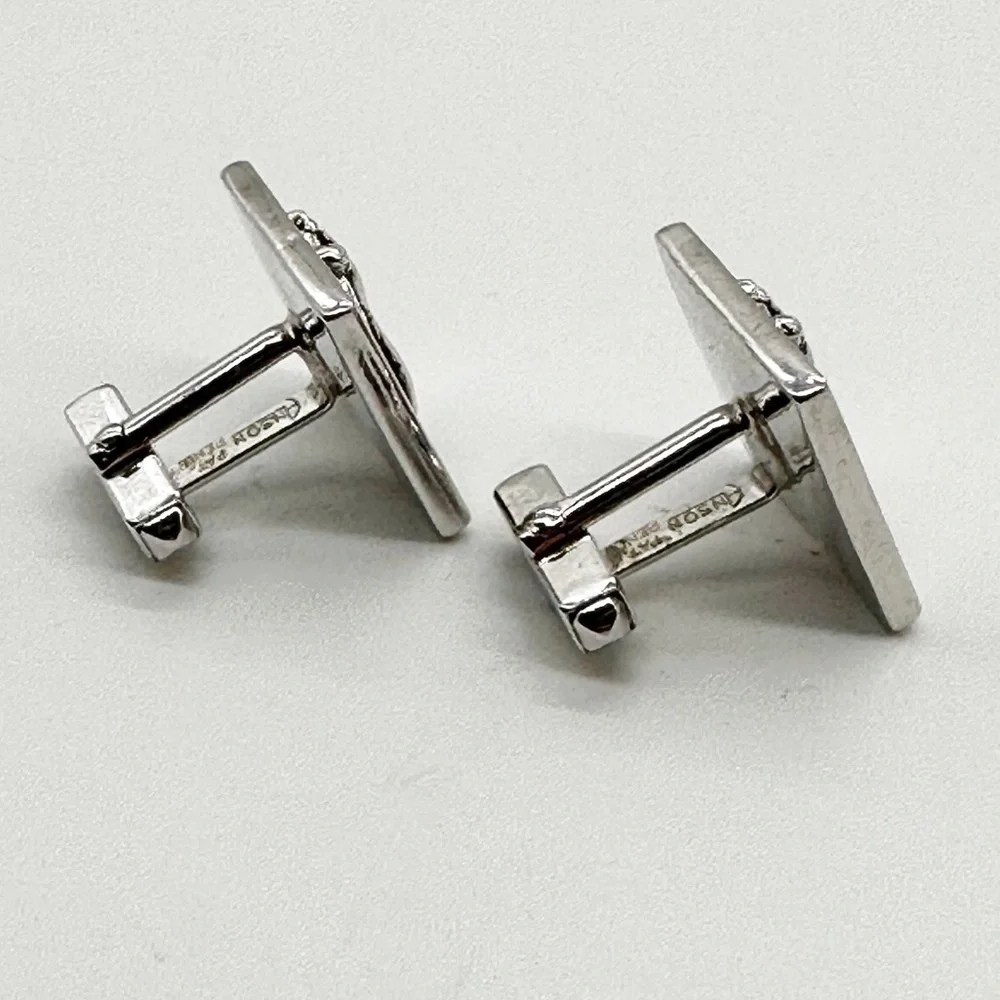 Vintage Anson Golfer Silver Toned Square Cufflinks